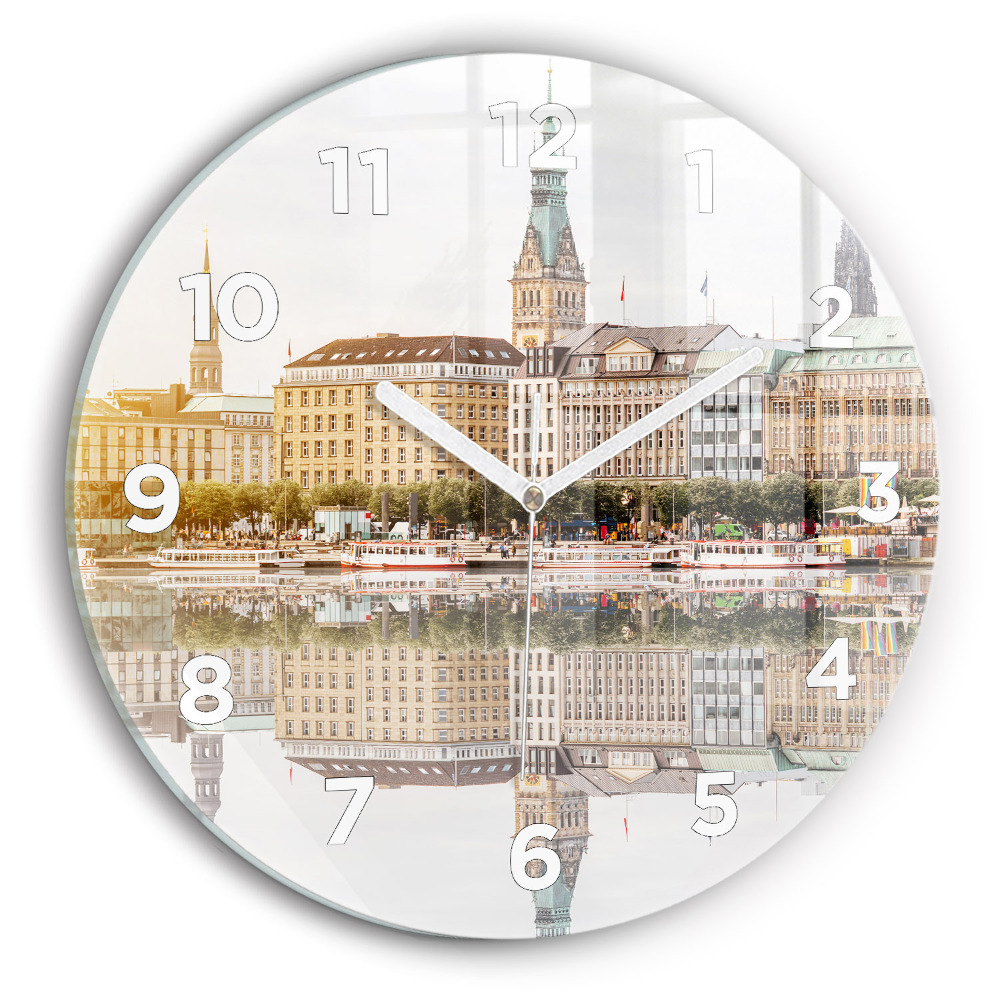 Horloge ronde murale Fleuve Hambourg Allemagne