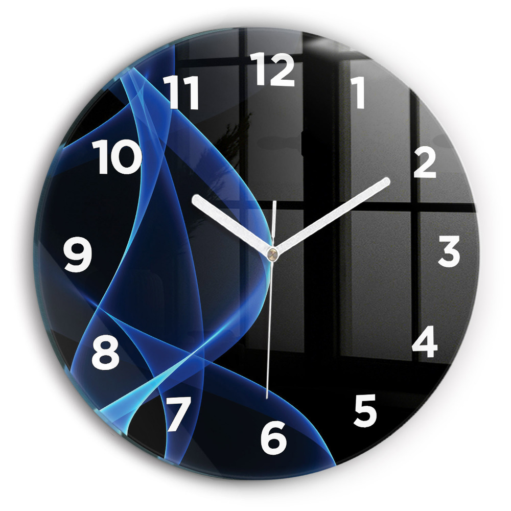 Horloge ronde en verre Lignes bleues