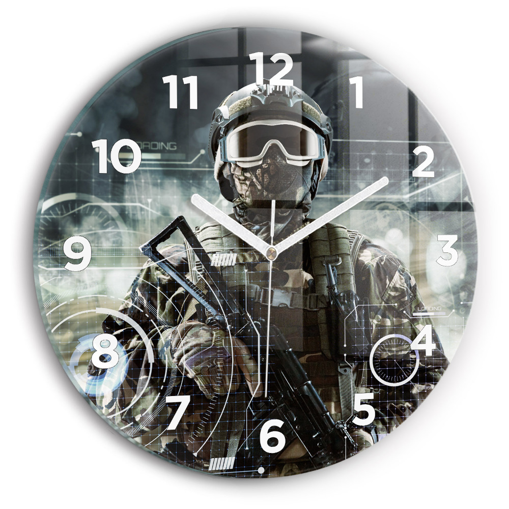 Horloge ronde murale Soldat avec un fusil