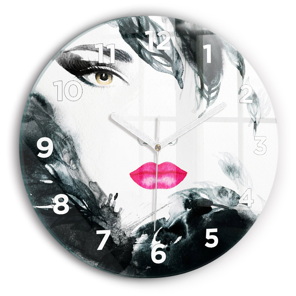 Horloge ronde Portrait d'une femme aux lèvres rouges
