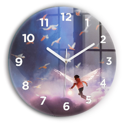 Pendule murale ronde Garçon avec des ailes