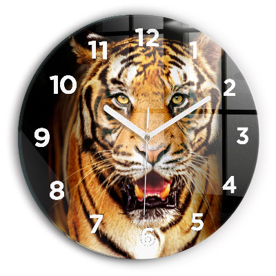 Pendule murale ronde Tigre aux yeux sauvages