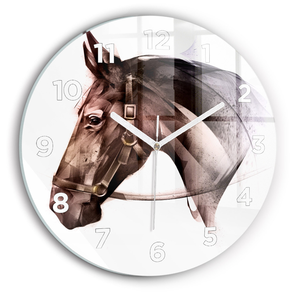 Horloge ronde Profil peint d'un cheval