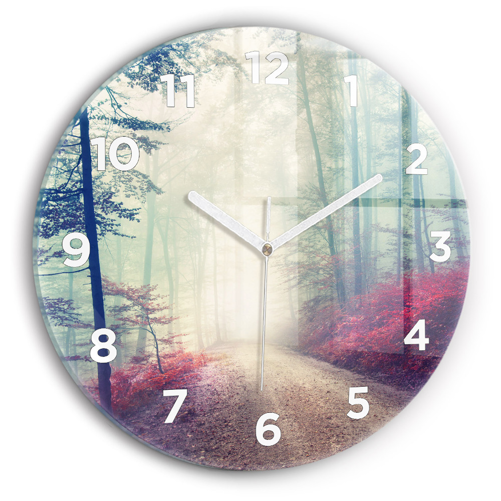 Horloge ronde Route d'automne Brouillard forestier