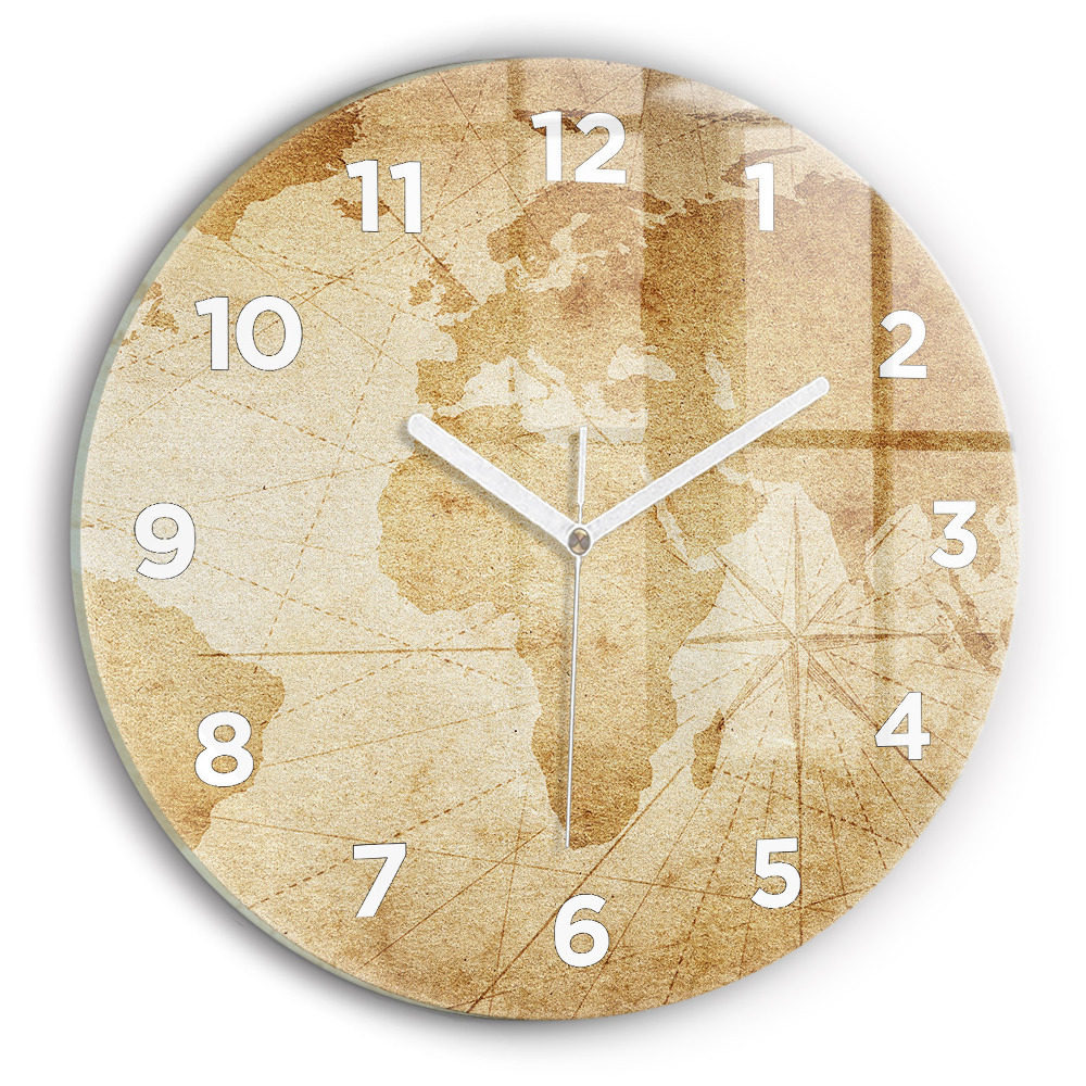 Horloge ronde murale Carte du monde ancienne
