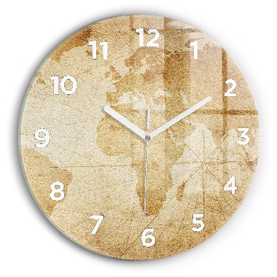 Horloge ronde murale Carte du monde ancienne