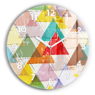 Horloge ronde en verre Triangles géométriques