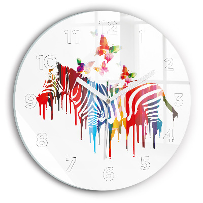 Horloge ronde Zèbre coloré