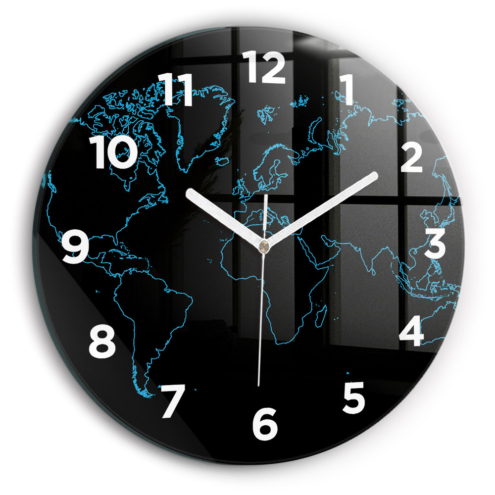 Horloge ronde en verre Contours d'une carte du monde