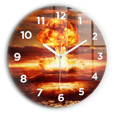 Horloge ronde en verre Explosion d'une bombe atomique