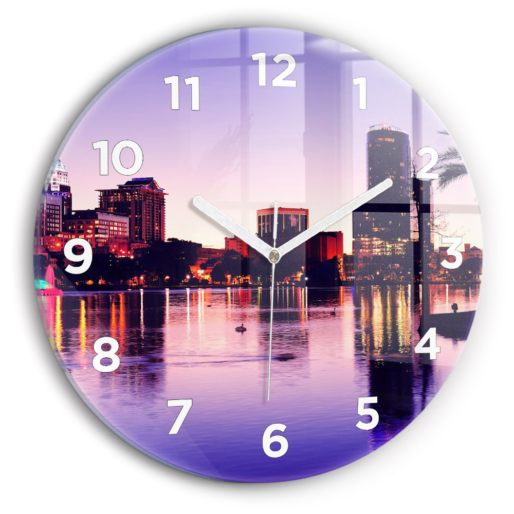 Horloge ronde en verre Ligne d'horizon de la ville d'Orlando
