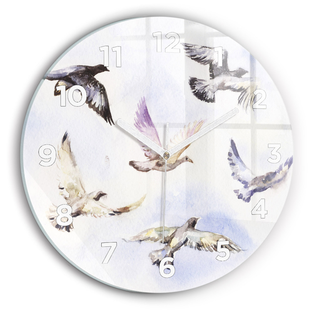 Horloge ronde en verre Oiseaux volants