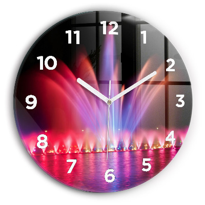 Pendule murale ronde Fontaine de Wrocław la nuit