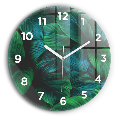 Horloge ronde en verre Feuilles de la nature