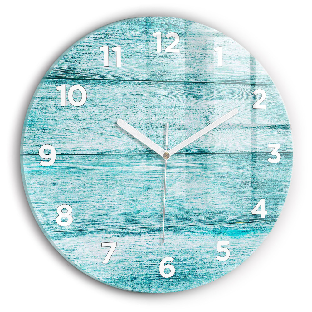 Horloge ronde en verre Vieux bois bleu