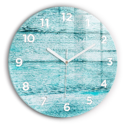 Horloge ronde en verre Vieux bois bleu