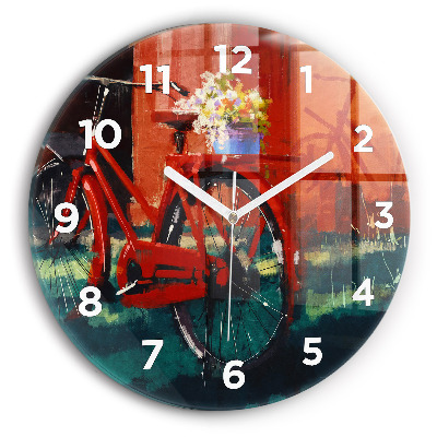 Horloge ronde en verre Vélo peint