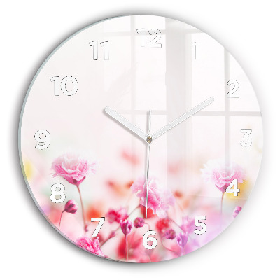 Horloge ronde en verre Fleurs dans une prairie