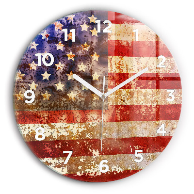 Pendule murale ronde Drapeau américain en style vintage