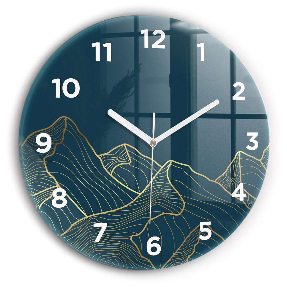 Horloge ronde en verre Croquis de montagnes
