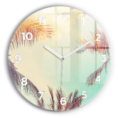 Horloge ronde murale Palmiers tropicaux