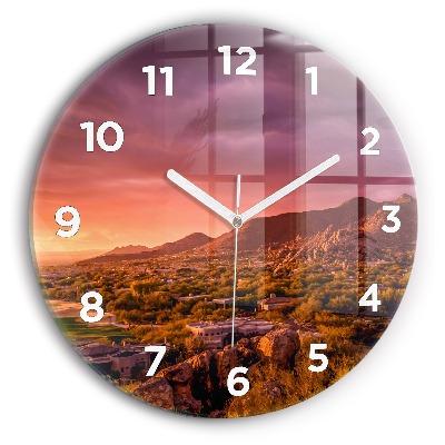Horloge ronde murale Coucher de soleil à North Scottsdale