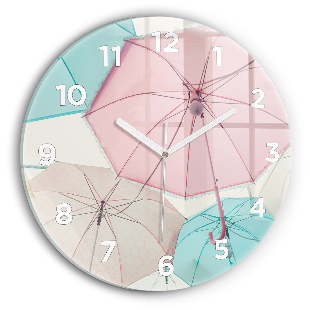Pendule murale ronde Parapluies pastel