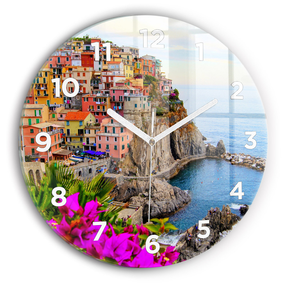 Horloge ronde en verre Côte des Cinque Terre