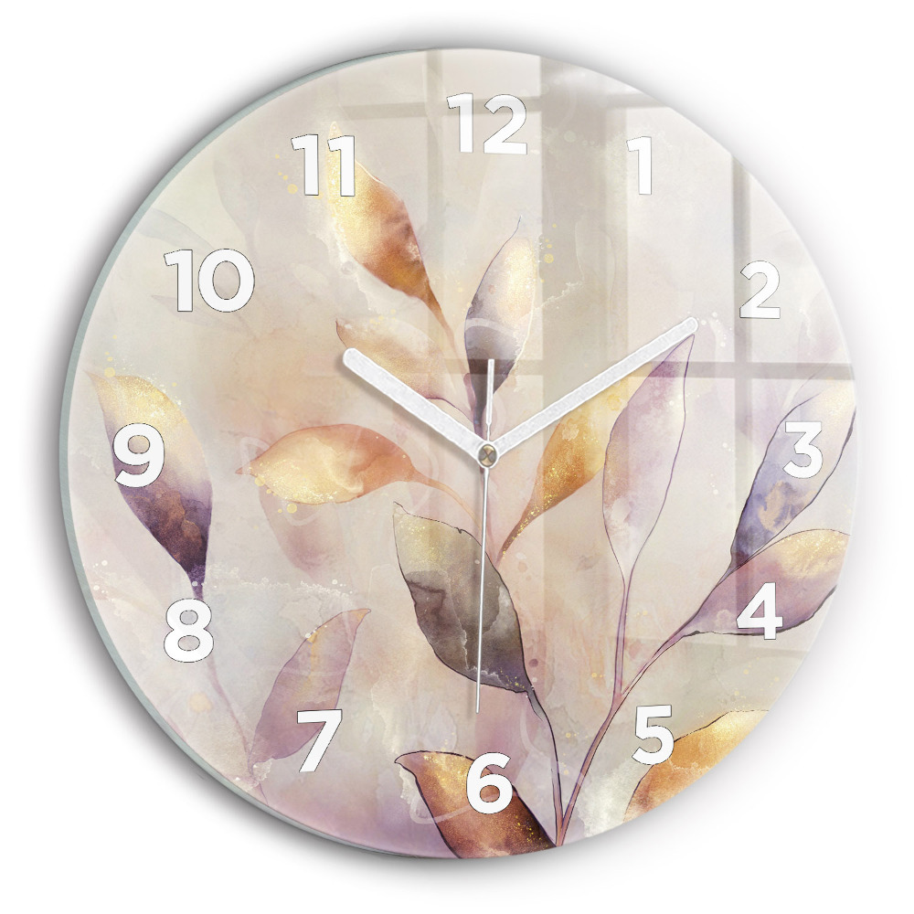 Horloge ronde Feuilles abstraites boho