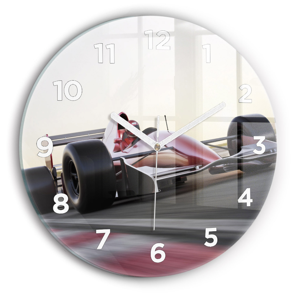 Horloge ronde en verre Voiture de course sportive
