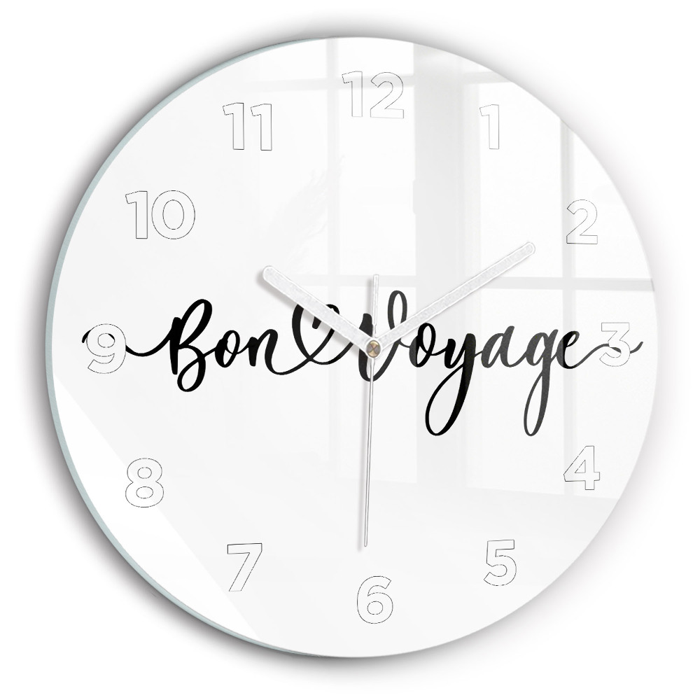 Horloge ronde murale Inscription Bon voyage