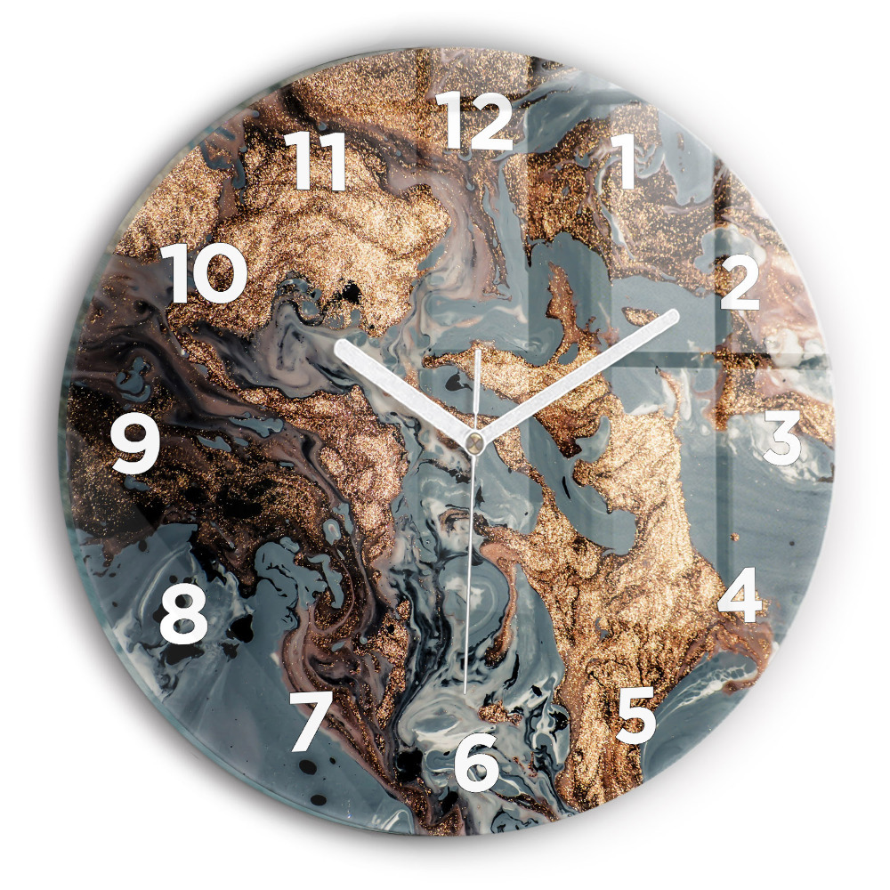 Horloge ronde Marbre or abstrait
