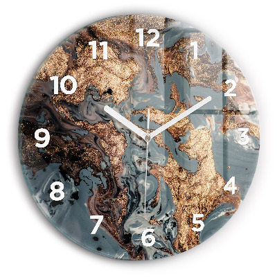 Horloge ronde Marbre or abstrait
