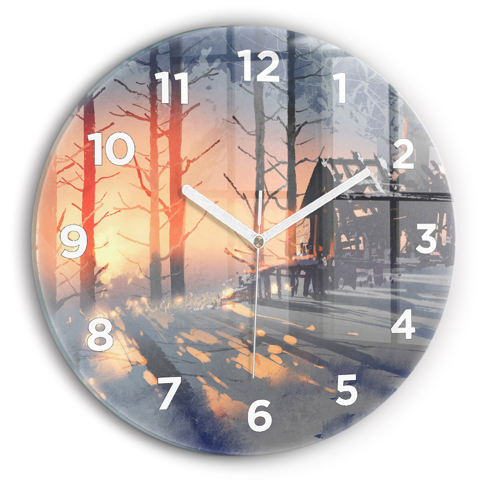 Horloge ronde Paysage hivernal d'arbres