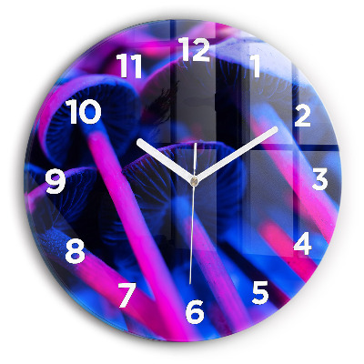 Horloge ronde en verre Champignons magiques colorés