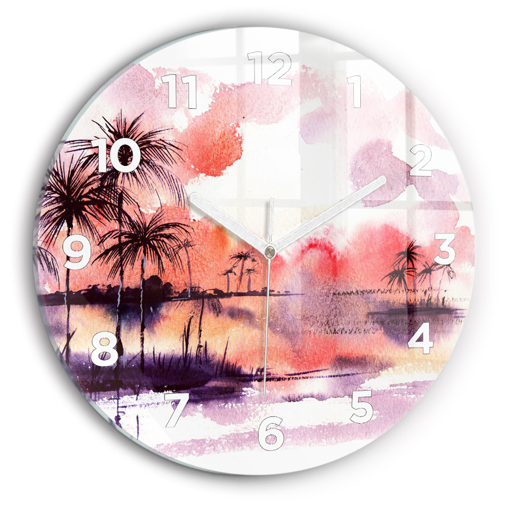 Horloge ronde en verre Paysage tropical