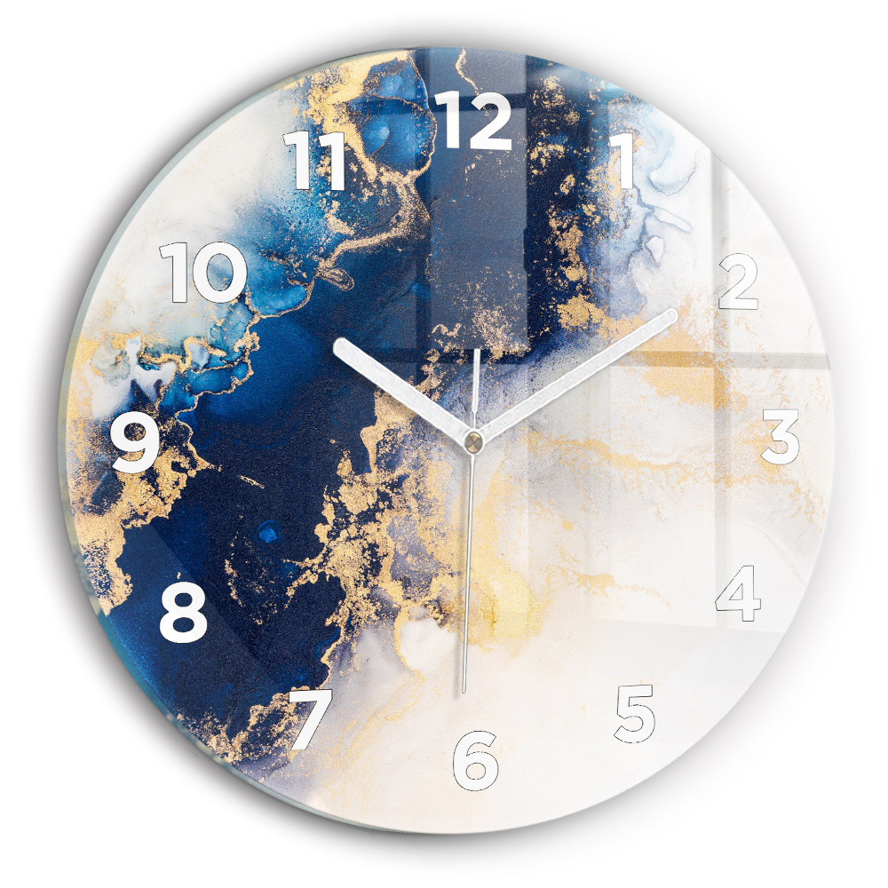 Horloge ronde en verre Motif de marbre