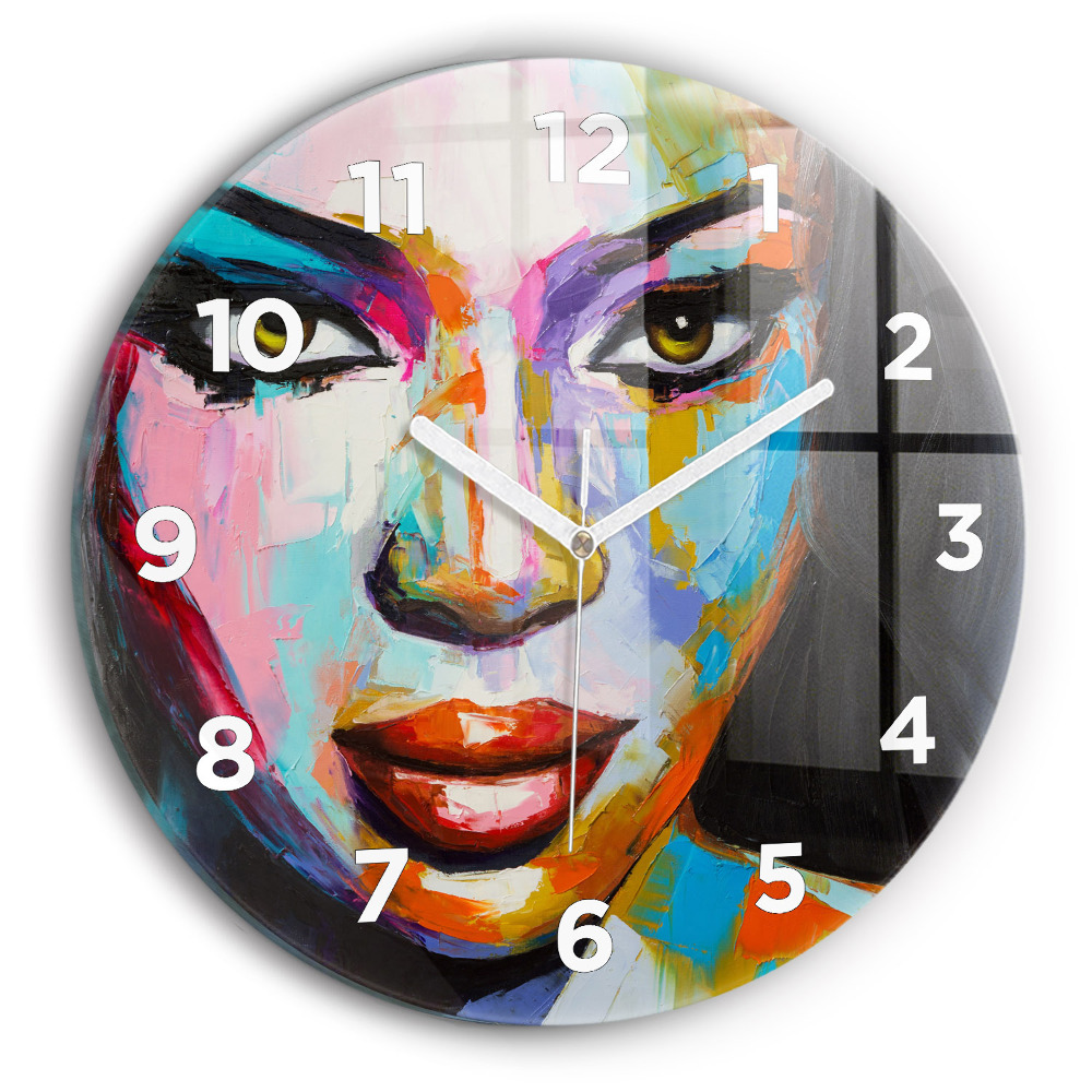 Pendule murale ronde Visage coloré d'une femme