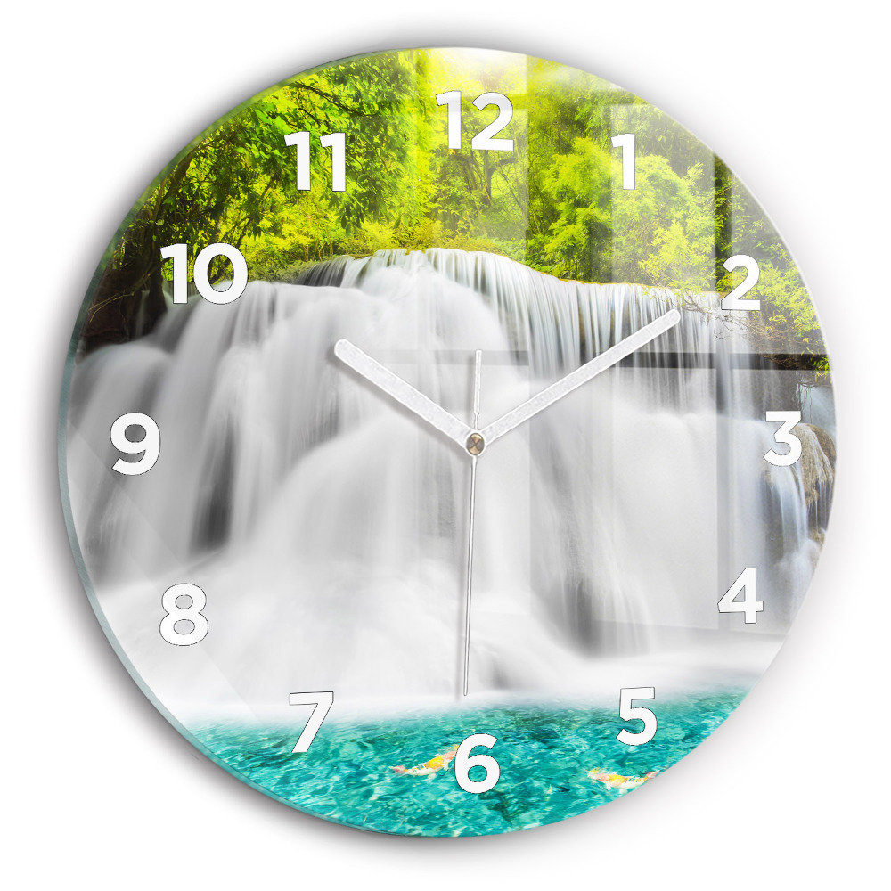 Horloge ronde en verre Chute d'eau en Thaïlande