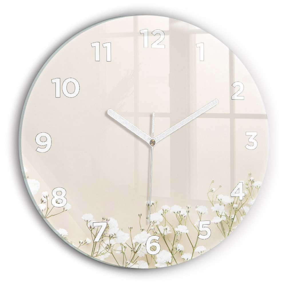 Pendule murale ronde Gypsophile en fleurs