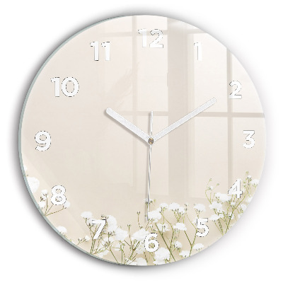 Pendule murale ronde Gypsophile en fleurs