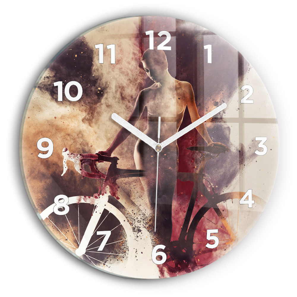 Horloge ronde murale Femme et vélo
