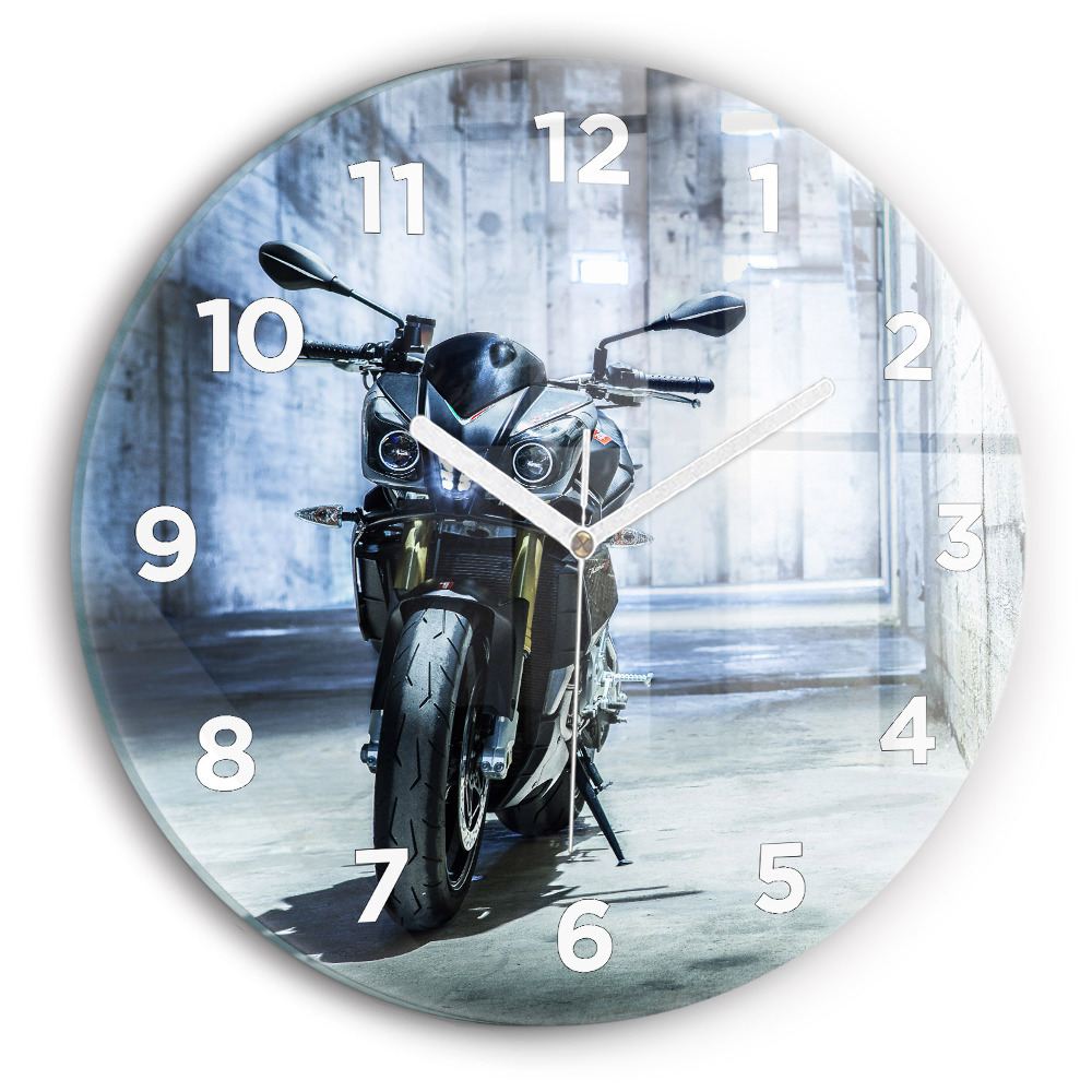 Horloge ronde murale Moto dans une ruelle