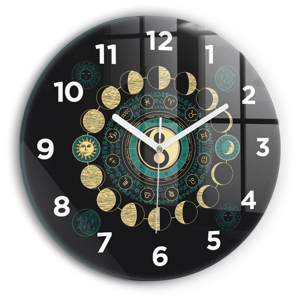 Horloge ronde en verre Phases de la lune
