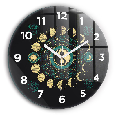 Horloge ronde en verre Phases de la lune