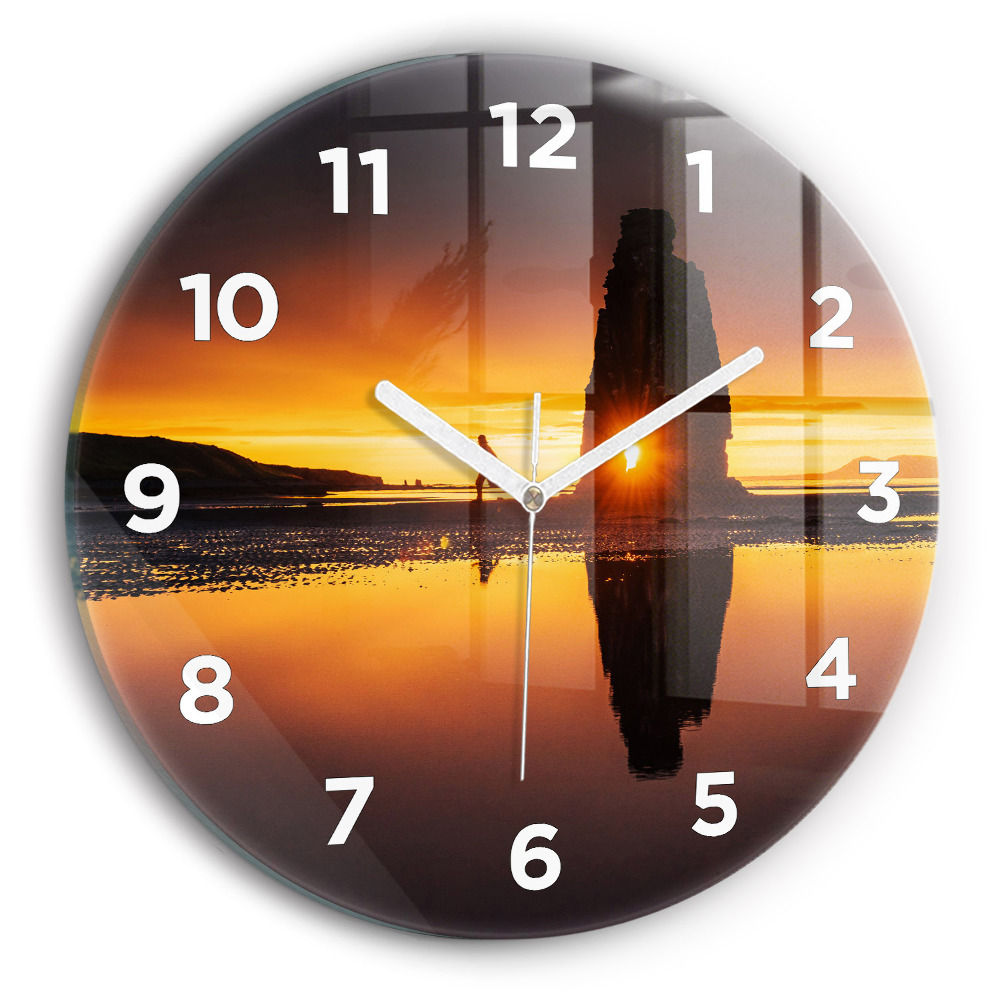 Horloge ronde Coureur et coucher de soleil