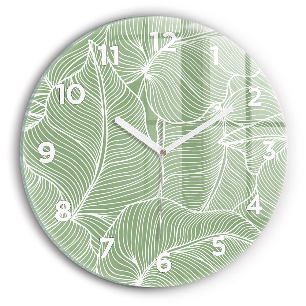 Horloge ronde en verre Motif de feuilles dans la nature