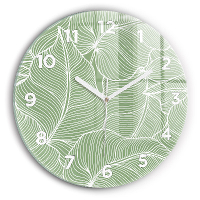 Horloge ronde en verre Motif de feuilles dans la nature