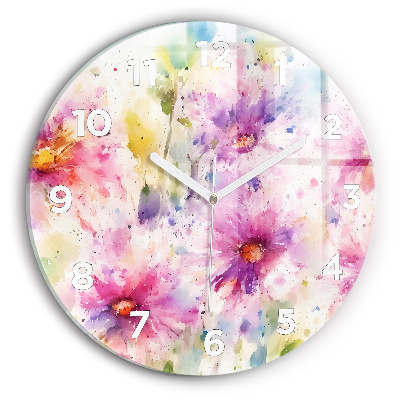 Horloge ronde murale Fleurs peintes