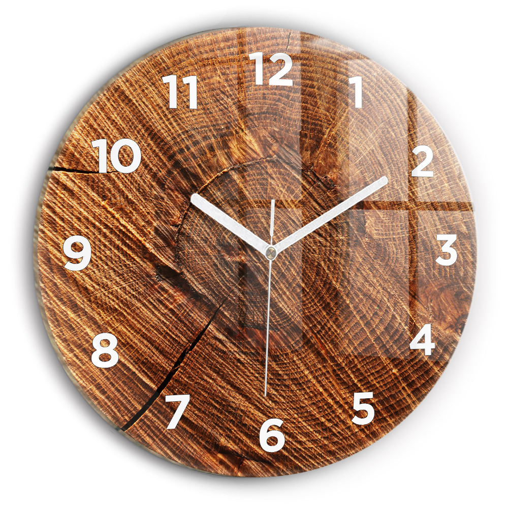 Horloge ronde en verre Bois décoratif